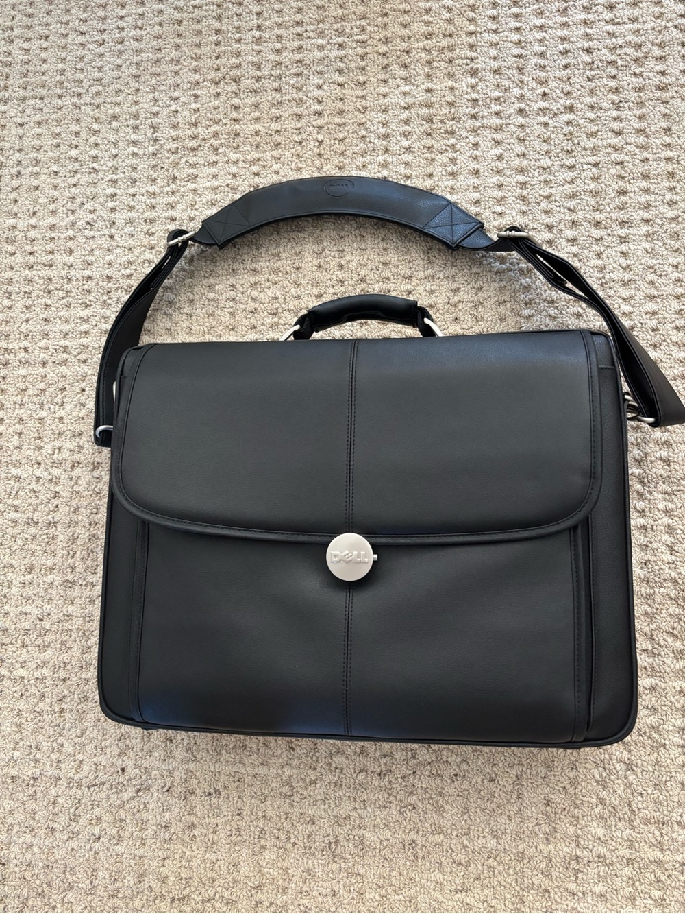 Vintage Dell Black Laptop Brief Case Messenger Bag Multi Compartment